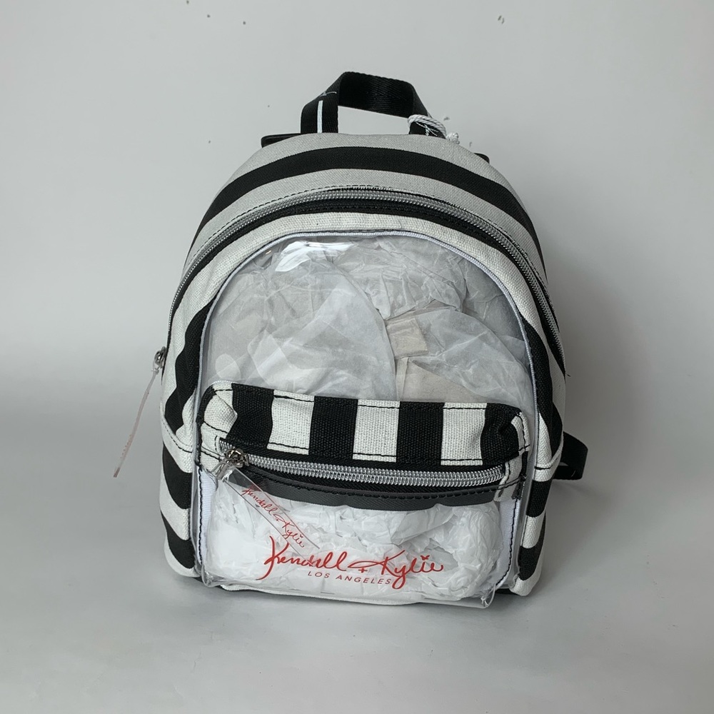 Kendall and Kylie mini backpack clear black white
